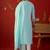 sky blue floral embroidered   cotton stitched empire trouser salwar suit set