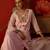 pink floral embroidered   cotton stitched empire trouser salwar suit set