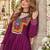 Wine rayon readymade navratri anarkali suit with kutchi thread work