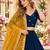 Navy Silk Blend Readymade Navratri Lehenga Choli with Embroidery & Mirror Work