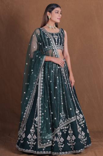 Designer Goergette Embroidered lehenga choli for wedding