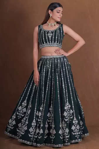 Designer Goergette Embroidered lehenga choli for wedding