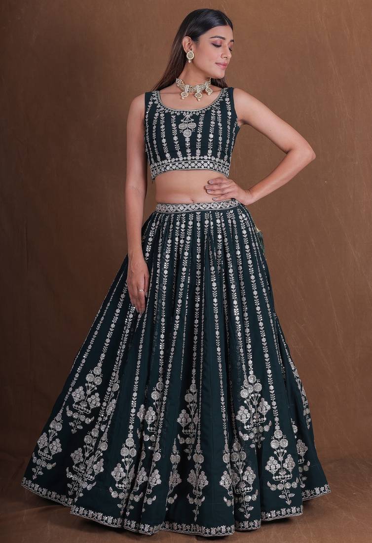 Designer Goergette Embroidered lehenga choli for wedding