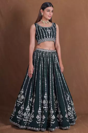 Designer Goergette Embroidered lehenga choli for wedding