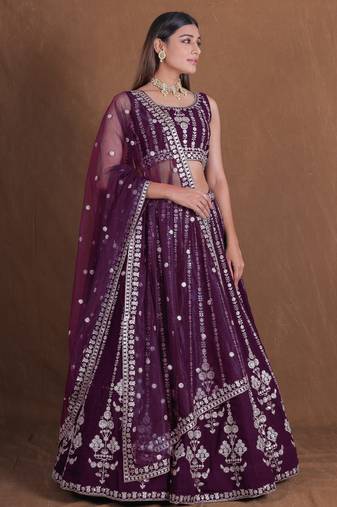 Designer Goergette Embroidered lehenga choli for wedding