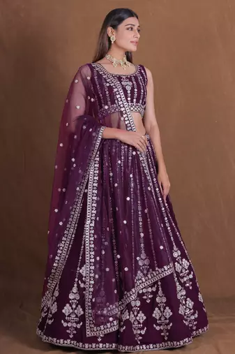 Designer Goergette Embroidered lehenga choli for wedding