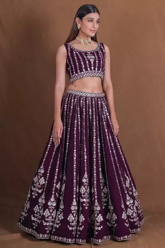 Designer Goergette Embroidered lehenga choli for wedding