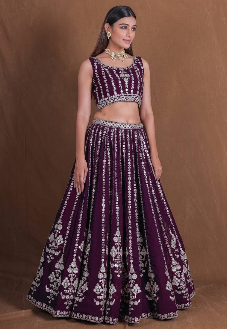 Designer Goergette Embroidered lehenga choli for wedding