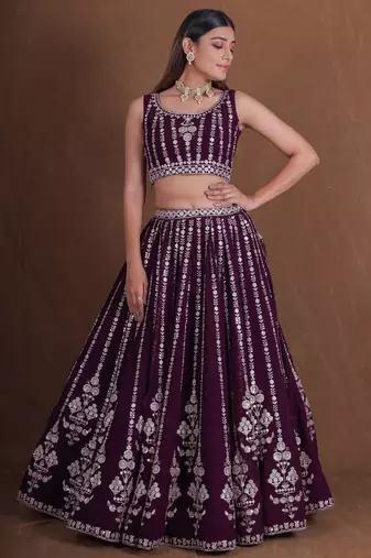 Designer Goergette Embroidered lehenga choli for wedding