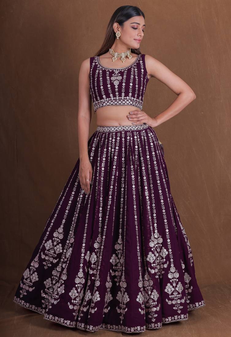 Designer Goergette Embroidered lehenga choli for wedding