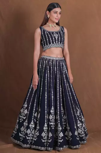 Designer Goergette Embroidered lehenga choli for wedding