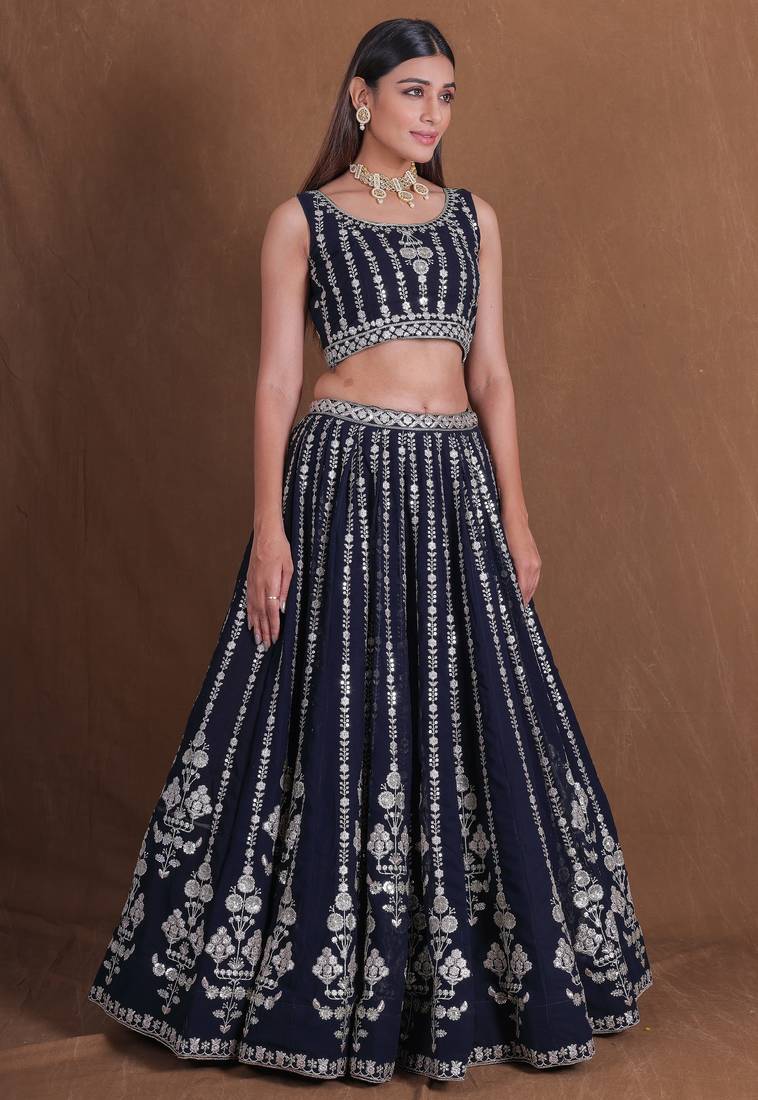Designer Goergette Embroidered lehenga choli for wedding