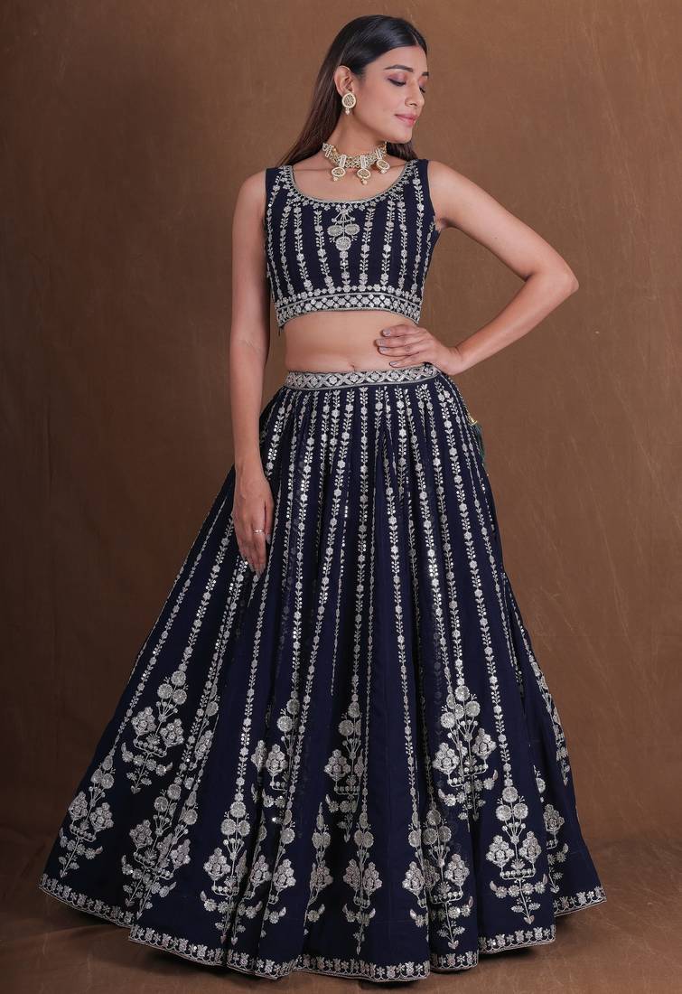 Designer Goergette Embroidered lehenga choli for wedding