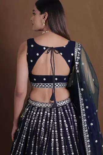 Designer Goergette Embroidered lehenga choli for wedding