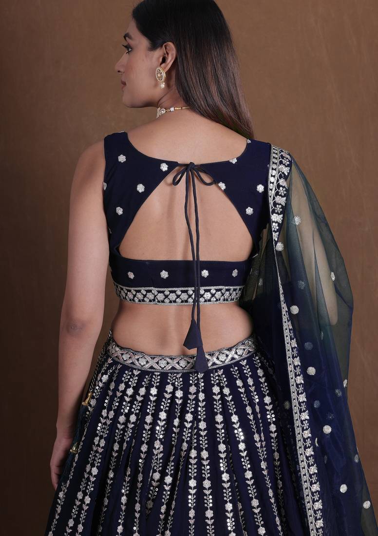 Designer Goergette Embroidered lehenga choli for wedding