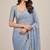 Premium fandy satin embroidered designer saree with mirror lace