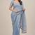 Premium fandy satin embroidered designer saree with mirror lace