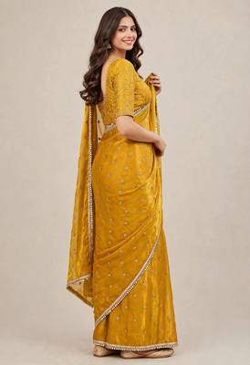Embroidered designer saree with premium mirror lace border 2
