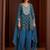 Teal printed natural crepe a-line pant  kurta set