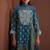 Teal printed natural crepe a-line pant  kurta set