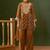 Brown printed natural crepe a-line pant  kurta set