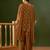Brown printed natural crepe a-line pant  kurta set