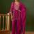 Magenta printed natural crepe a-line pant  kurta set