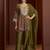 Green printed natural crepe a-line pant  kurta set