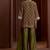 Green printed natural crepe a-line pant  kurta set