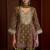 Green printed natural crepe a-line pant  kurta set