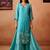 Blue embroidered chanderi straight pant  kurta set