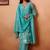Blue embroidered chanderi straight pant  kurta set