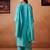 Blue embroidered chanderi straight pant  kurta set