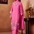Pink embroidered chanderi straight pant  kurta set