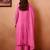 Pink embroidered chanderi straight pant  kurta set