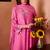 Pink embroidered chanderi straight pant  kurta set