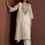 Off white embroidered tissue straight pant  kurta set