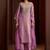 Mauve embroidered tissue straight pant  kurta set