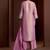 Mauve embroidered tissue straight pant  kurta set