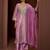 Mauve embroidered tissue straight pant  kurta set
