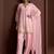 Pink embroidered silk blend a-line pant  kurta set