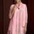 Pink embroidered silk blend a-line pant  kurta set