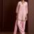Pink embroidered silk blend a-line pant  kurta set