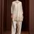 Off white embroidered silk blend a-line pant  kurta set