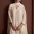 Off white embroidered silk blend a-line pant  kurta set