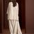 Off white embroidered silk blend a-line pant  kurta set