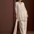 Off white embroidered silk blend a-line pant  kurta set