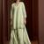 Green embroidered silk blend a-line pant  kurta set