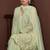 Green embroidered silk blend a-line pant  kurta set
