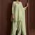 Green embroidered silk blend a-line pant  kurta set
